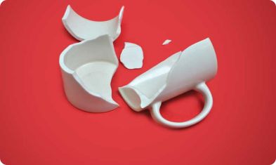 Broken ceramic cup 